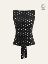 Polka Dot Cotton Blend Sleeveless Top